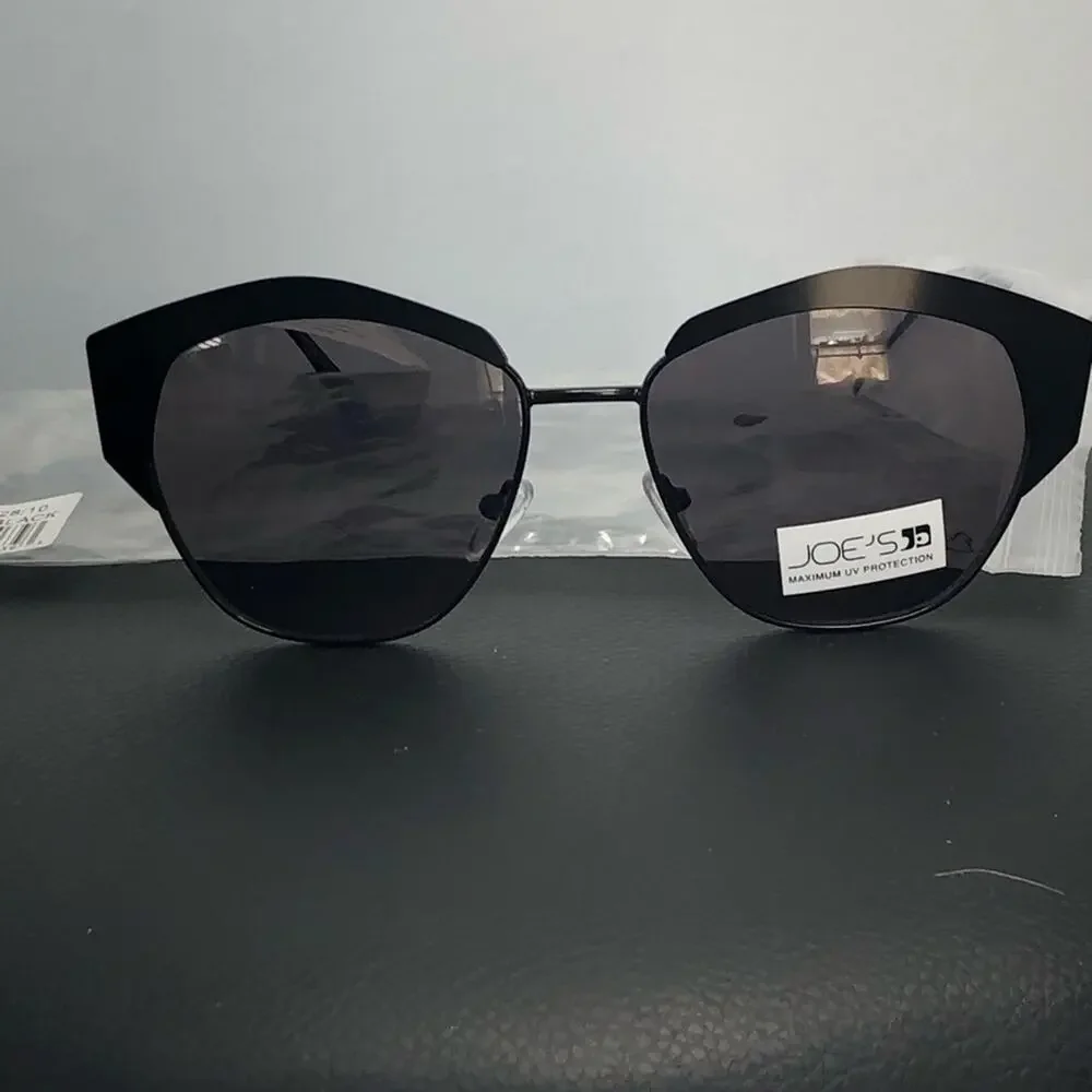 Joe’s Jeans Black Satin Cat Eye Sunglasses JJ6028/10 NWT Designer UV Shades
